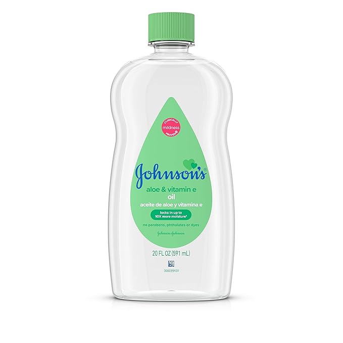 Johnson's Baby Oil, Mineral Oil Enriched with Aloe Vera and Vitamin E, 20 fl. oz