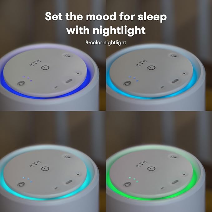 Frida Baby 3-in-1 Baby Air Purifier for Allergy Relief, Sound Machine for Sleeping + Nightlight, HEPA Filter Purifier for Bedroom with 3 Fan Speeds, Easy-Change Filter, Auto-Off Timer