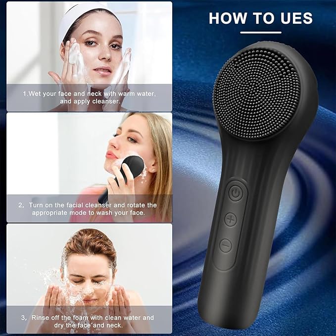 Facial Cleansing Brush face Scrubber Waterproof and Rechargeable Face Scrub Brush for Men & Women, Electric Silicone Face Scrubber for Facial, Electric Deep Cleaning, Exfoliating and Massaging