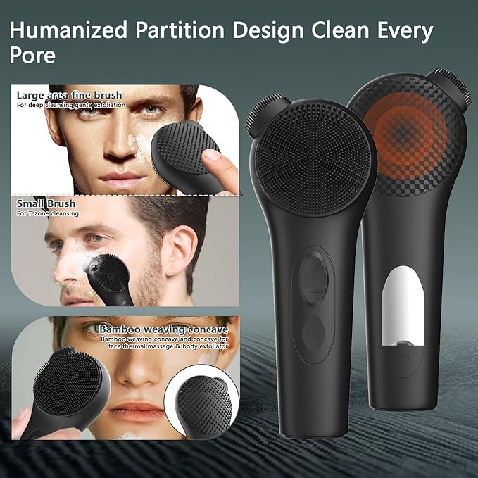 Landmore Silicone Face Scrubber, Electric Facial Cleansing Brush Rechargeable, Waterproof Face Brush for Cleansing, Exfoliating, Massaging, Electric Face Scrubber for Women & Men