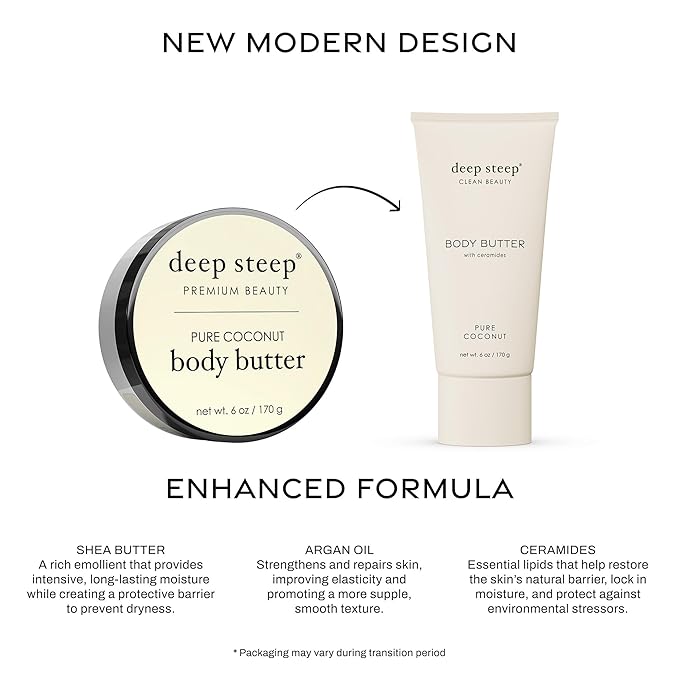 Deep Steep Body Butter with Ceramides for Intense Moisture 6oz (6 Ounces (Pack of 1), Pure Coconut)