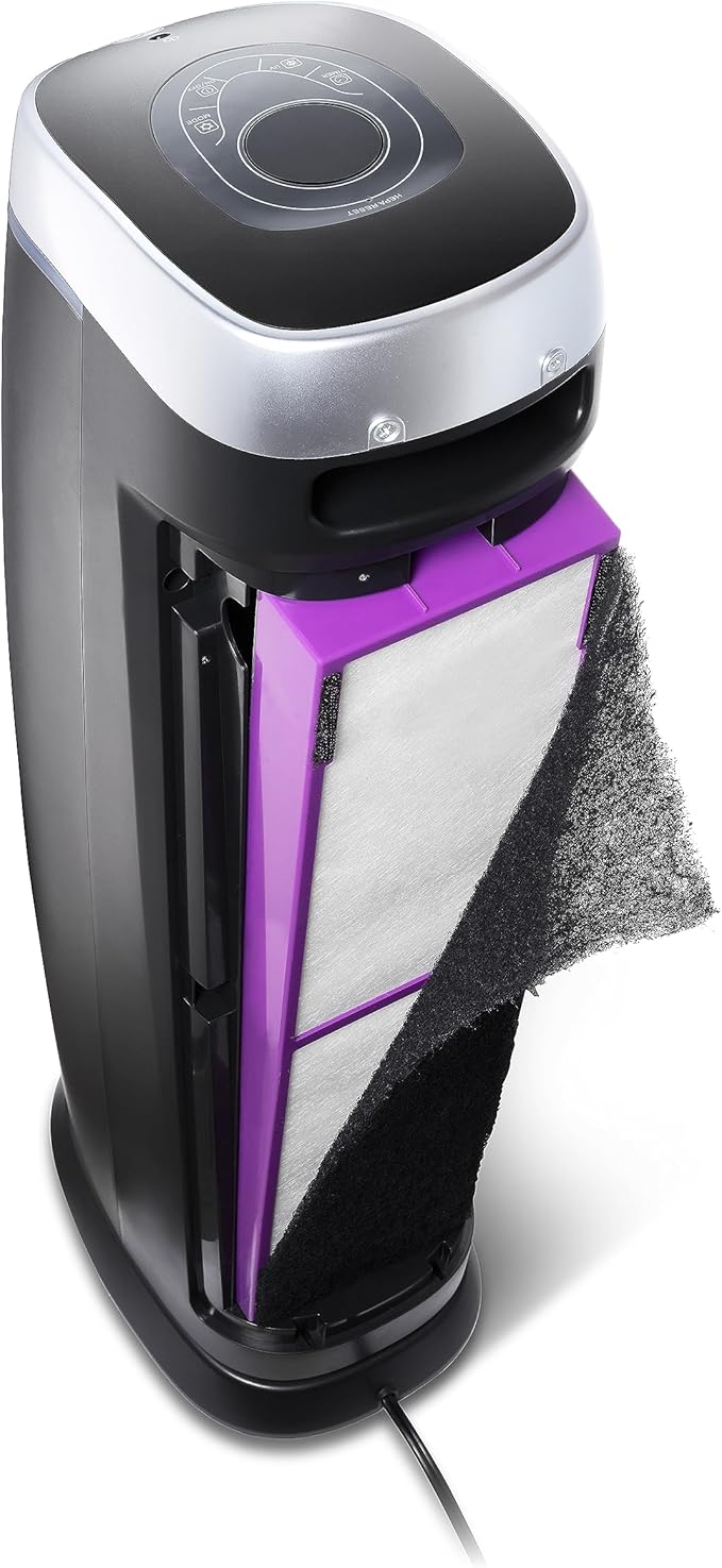 GermGuardian 5-In-1 HEPA Air Purifier for Home, Large Rooms Up To 915 Sq. Ft. with HEPA Pet Air Filter, UV-C Light & Odor Reduction, AC5250PT, 28" Tower, Black