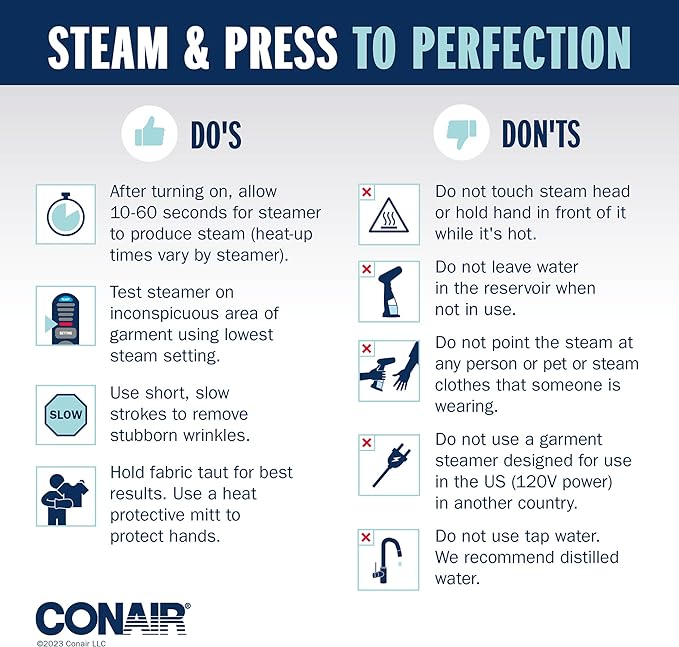 Conair Handheld Garment Steamer for Clothes, ExtremeSteam 1200W, Portable Handheld Design,White/Blue