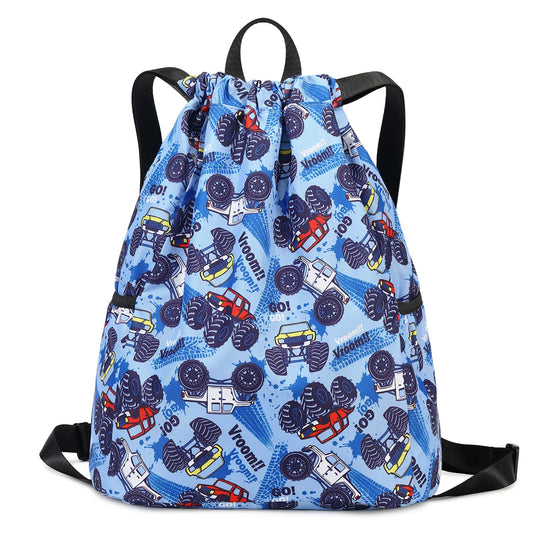 Ryushoyo RC Cars Drawstring Bags Backpack Bag RC Trucks Off-Road Racing RC Car Fashion Sport Gym Sack Drawstring Bag String Bag Yoga Bag for Men Women Boys Girls Blue