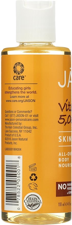 JASON Vitamin E 5,000 IU All Over Body Nourishment Oil, 4 oz. (Pack of 3) (Packaging May Vary)