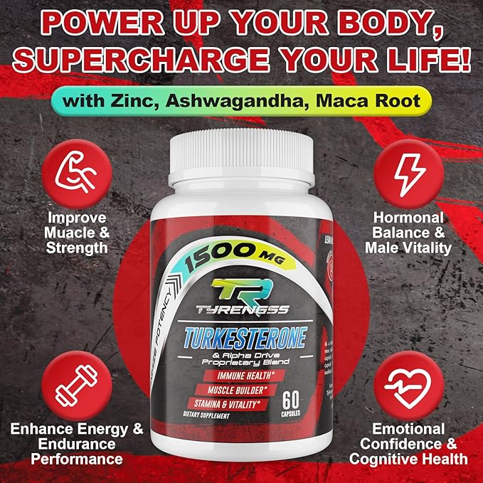 Testosterone Supplement for Men - Testosterone Booster for Men, 4X Strength Male Enhancing Supplement with Zinc, Ashwagandha, Maca Root for Workout, Muscle Builder, Performance - 60 Capsules