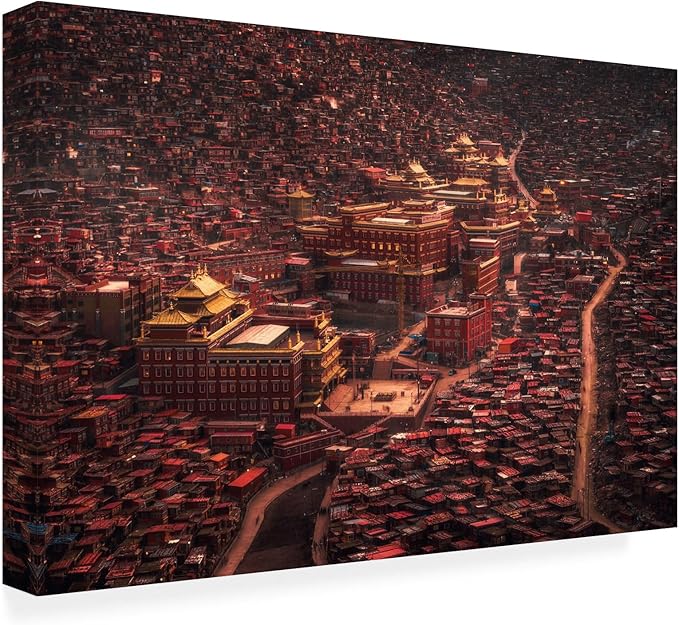 Trademark Fine Art Canvas Wall Art - TIANQI 'The Buddha domain' Wall Art for Living Room, Bedroom, or Office Décor