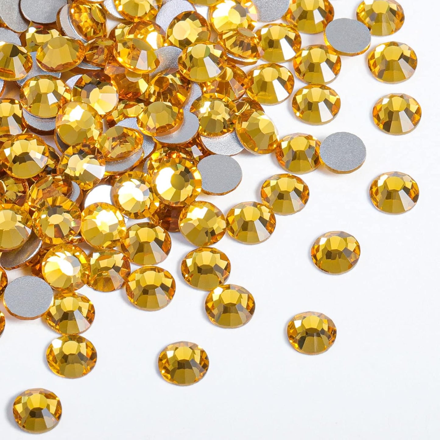 Beadsland 1440pcs Flat Back Crystal Rhinestones Round Gems for Nail Art and Craft Glue Fix, Topaz,SS12,3.0-3.2mm