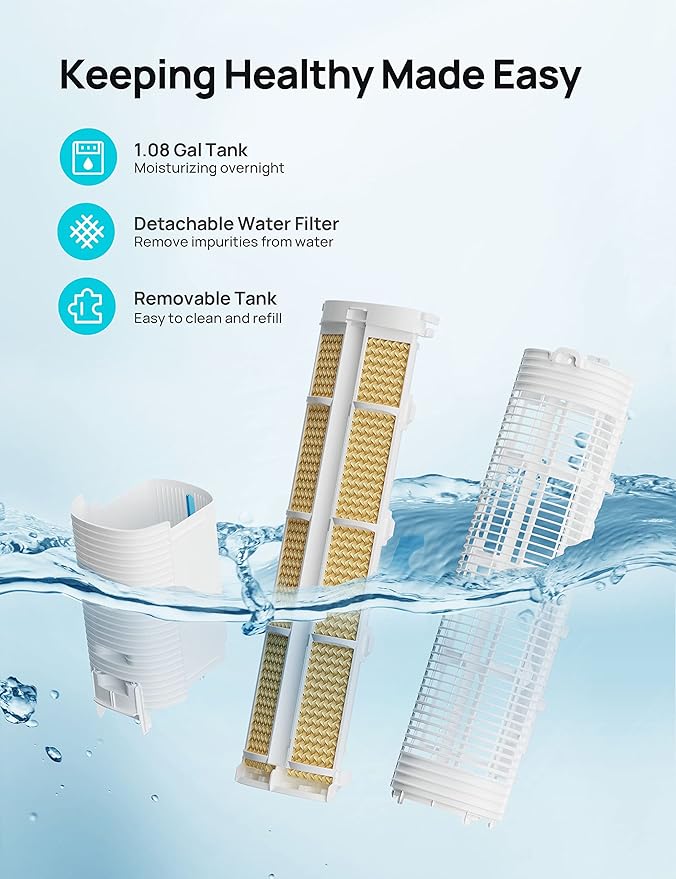 Dreo Evaporative Air Cooler, 40” Cooling Fan with 80° Oscillating, Humidifying, Removable Water Tank, Remote Control, 3 Speeds, 7H Timer, Personal Swamp Cooler, ‎White Cream, Large