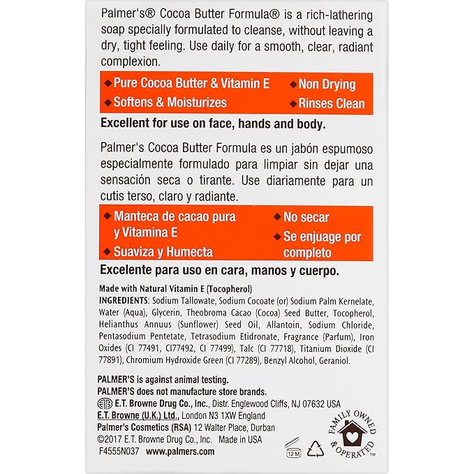 Palmer's Cocoa Butter Formula with Vitamin E, Daily Skin Therapy Cream Soap 3.5 oz (Pack of 6)