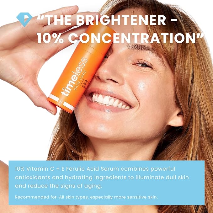 Timeless Skin Care Vitamin C Serum with Vitamin E & Ferulic Acid - Serum - for Oily & Dry Skin - Fragrance-Free - 1.7 Fl Oz