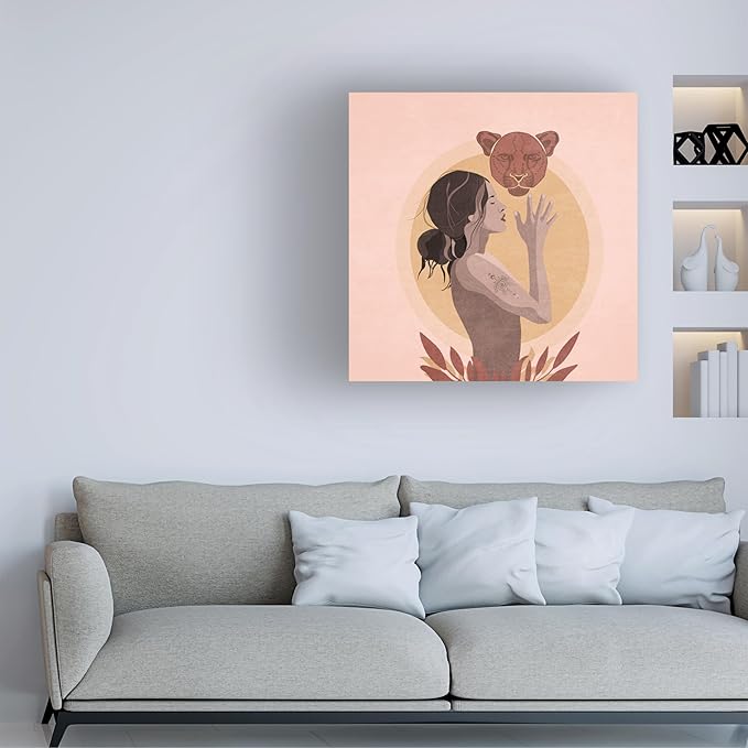 Trademark Fine Art Canvas Wall Art - Emel Tunaboylu 'Meditation With Tiger' Wall Art for Living Room, Bedroom, or Office Décor