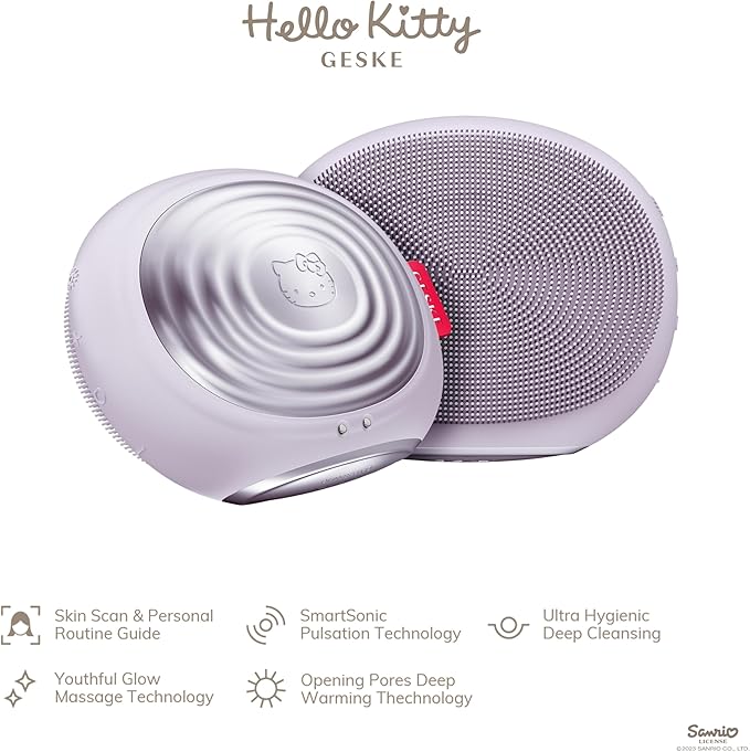 x Hello Kitty SmartAppGuided Sonic Thermo Facial Brush | 5 in 1 | Skin Cleansing | Cleansing Brush with Thermal Function | Electric Facial Massager
