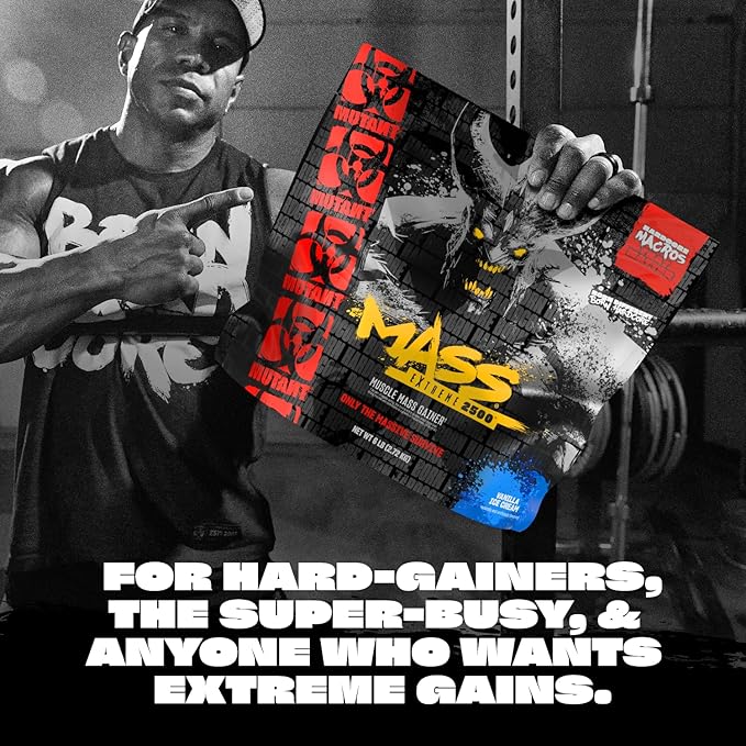 Mutant Mass Extreme Gainer – Whey Protein Powder – Build Muscle Size and Strength – High Density Clean Calories (Vanilla Ice Cream, 12 lbs)