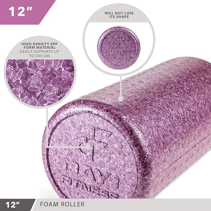 High-Density Round Foam Rollers - 4 Size and 8 Color Options - Massage Rollers for Stretching, Deep Tissue and Myofascial Release
