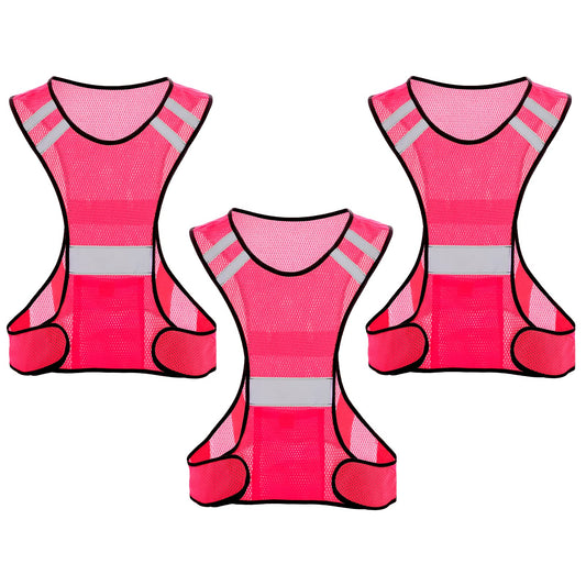 TCCFCCT Reflective Safety Running Vest for Men Women Running Gear for Walking at Night, 3pack Pink, One size