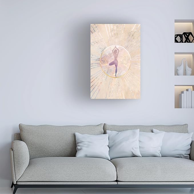 Trademark Fine Art Canvas Wall Art - Sarah Manovski 'Beige Yoga Sun Rays' Wall Art for Living Room, Bedroom, or Office Décor
