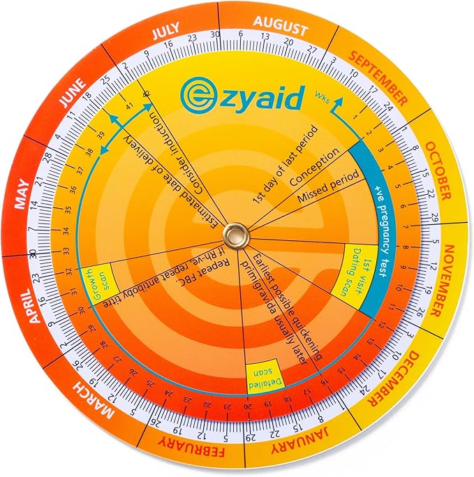 Pregnancy Wheel (Pack of 6), Due Date OB-GYN Calculator for Pregnant Women/Healthcare Providers, Gestational EDC/EDD Wheel with CRL, BPD, HC AC and FL Guide
