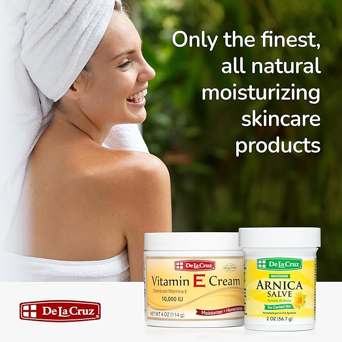 De La Cruz - Vitamin E Cream and Arnica Salve Bundle - Moisturizing Skin Care for Dry and Rough Skin