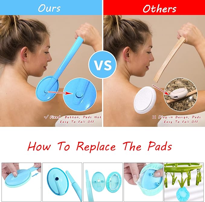 2 PCS Body Lotion Applicator Back Washer for Shower, Eyxformula Long Handle Self Tanning Back Applicator Back Lotion Applicators, Back Moisturizer Sunscreen Applicator