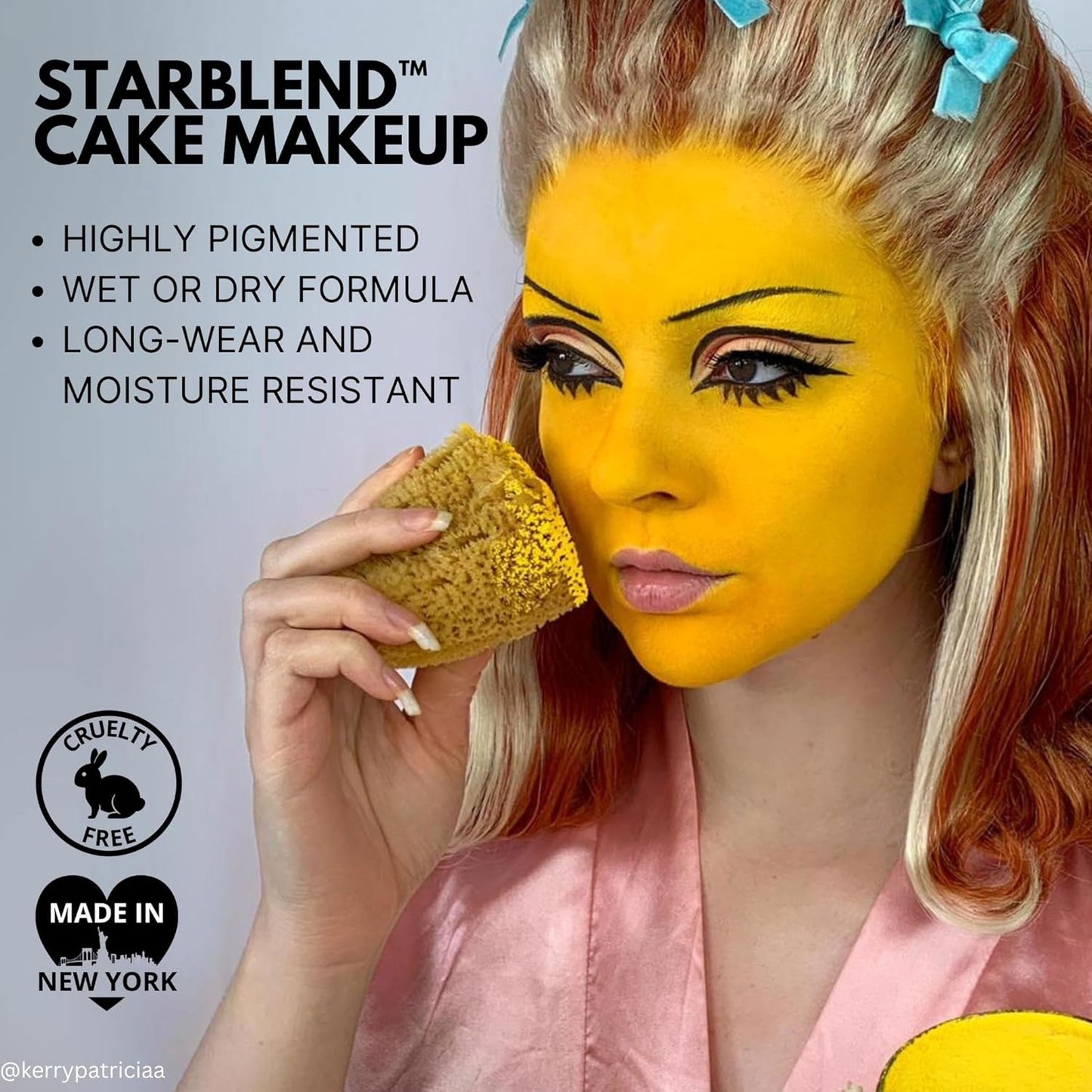 Mehron Makeup StarBlend Cake Makeup | Wet/Dry Pressed Powder | Powder Foundation | Blue Face Paint & Body Paint 2 oz (56g)