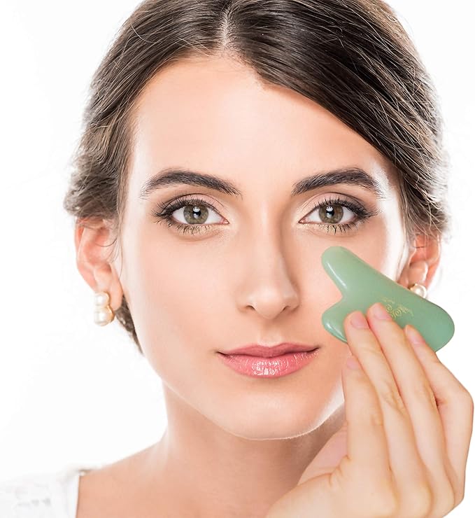Mina Heal Green Aventurine Jade Stone Gua Sha Facial Massager Excellent Skincare Tool