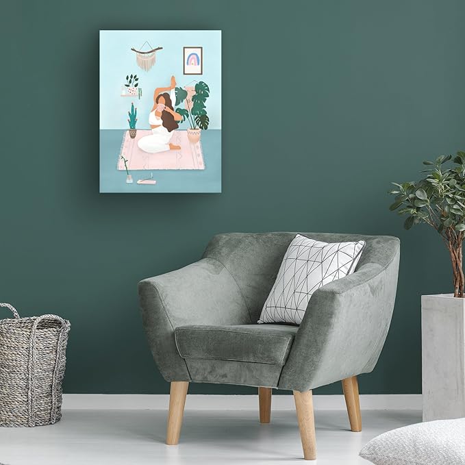 Trademark Fine Art Canvas Wall Art - Petra Lizde 'Yoga Time' Wall Art for Living Room, Bedroom, or Office Décor