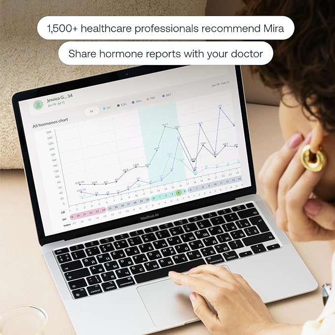 Mira Max Fertility Monitor & Ovulation Test Kit for Women, Track LH, PdG, E3G Hormone Levels, Digital Fertility Tracker + 10 Ovulation Test Strips, Monitor and Detect Ovulation at-Home with Mira App