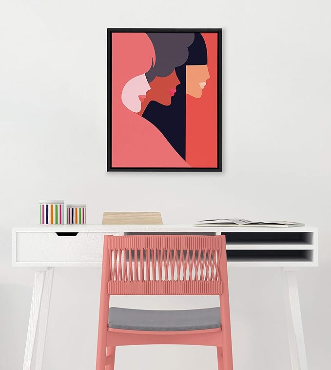 Kate and Laurel Sylvie We Can Framed Canvas Wall Art by Dominique Vari, 18x24 Black, Modern Inspirational Wall Decor