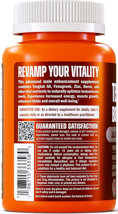 Testosterone Booster Supplement for Men - Male Enhancing Pills - Muscle Builder, Workout, Energy, Libido, Strength - Vitamin B6 B12, Zinc, Tongkat Ali, Fenugreek + More - Total Test Boost, 90 Capsules