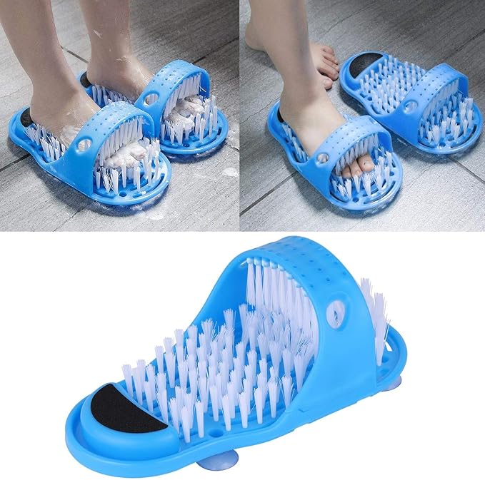 Tbestmax Shower Foot Scrubber Feet Cleaner Washer Brush for Floor Spas Massage, Slipper for Exfoliating Cleaning