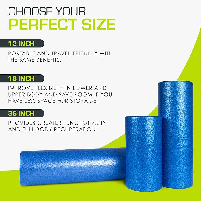 ProsourceFit High Density Foam Rollers 18 - inches Long, Firm Full Body Athletic Massager for Back Stretching, Yoga, Pilates, Post Workout Trigger Point Release, Pink