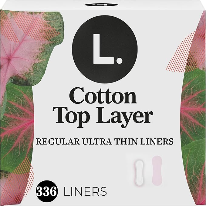 L. Ultra Thin Liners for Women, Regular Coverage, Organic Cotton Top Layer, Unscented Pantiliners, 336 Count