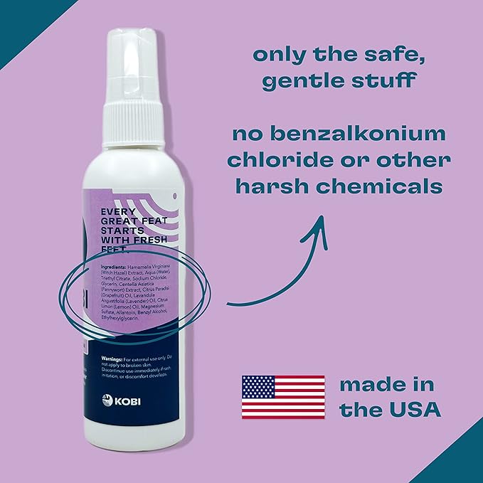 Kobi Natural Foot Deodorant Spray - No More Stinky Kid Feet - Eliminates Foot & Shoe Odor - Kid-Safe Ingredients - Sunset Bloom