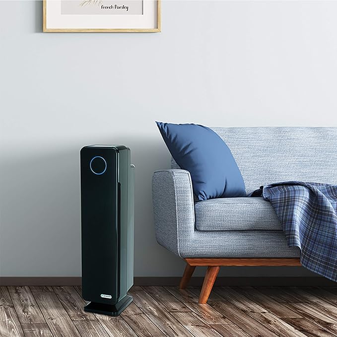 GermGuardian Air Purifier for Home with HEPA Pure Filter, UV-C Light Sanitizer, Eliminates Germs, Filters Allergens, Pollen, Smoke, Dust, Pet Dander, Mold, Odors, 28", Black, AC5300B