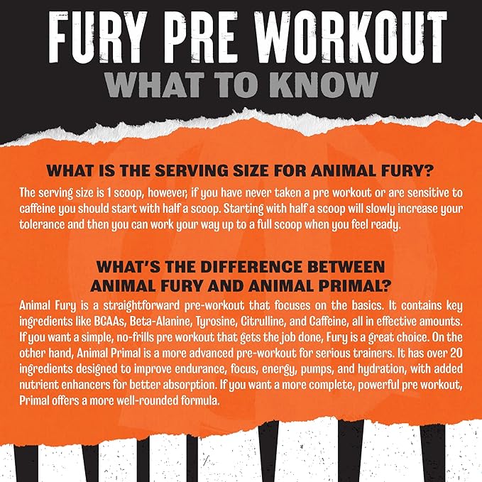 Animal Fury Pre Workout Powder Supplement for Energy and Focus 5g BCAA 350mg Caffeine Nitric Oxide Without Creatine Powerful Stimulant for Bodybuilders, Green Apple