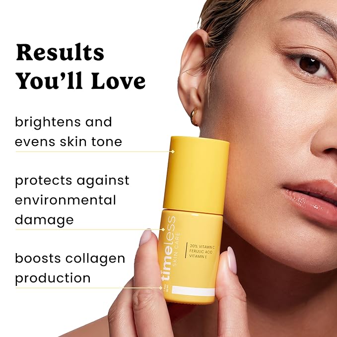 Timeless Skin Care Vitamin C Serum with Vitamin E & Ferulic Acid - Serum - for Oily & Dry Skin - Fragrance-Free - 4 Fl oz