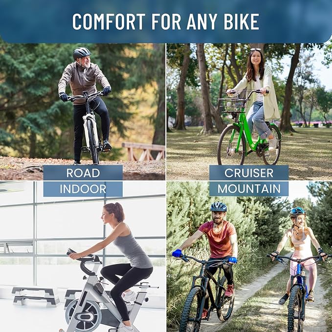 Everlasting Comfort Bike Seat Cushion (10"x8") - Universal Fit for Mountain, Stationary, Cruiser Bikes - Easy Assembly - Comfortable Memory Foam Bike Saddle - Bike Seats for Men - Bike Seats for Women