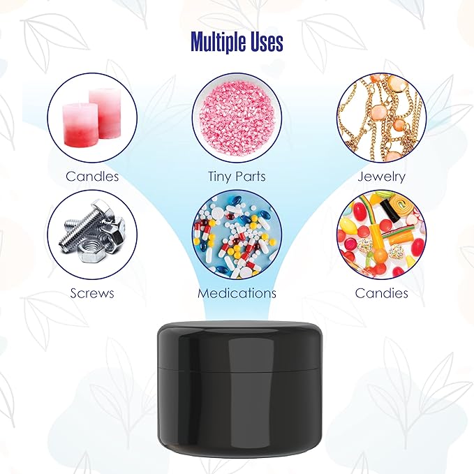 Black Jars, Cosmetic Containers With Lids, 2 Oz Jars With Lids, Body Butter Containers, For Lotion, Cream, Salve, Makeup, Powder, Travel, Body Scrub, Lip Scrub, Lip Balm, Beauty, Small, Empty, 24 Pack