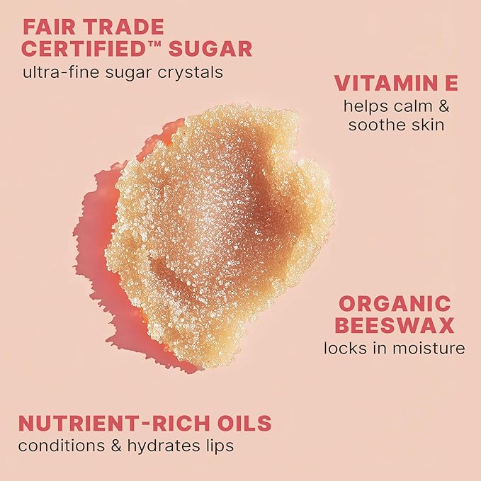 Lip Scrub Berry - USA Made Sugar Lip Scrubber Exfoliator with Natural & Organic Ingredients