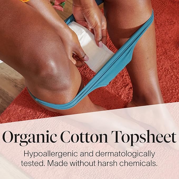 Cora Ultra Thin Organic Bladder Liners | Incontinence & Postpartum Pads for Women | Panty Liners for Bladder Leaks | Breathable Cotton (156 Regular)