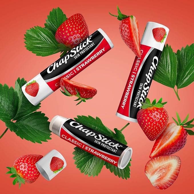 ChapStick Classic Strawberry Lip Balm, 9-Count – Tinted Lip Moisturizer, Juicy & Sweet, 0.15 Oz Ea