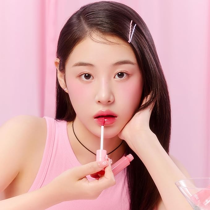 YNM Heart Jelling Tint (02 CHERRY JELLING, 0.09 oz) Silicone Lip Brush Included, K-Beauty, Non-Sticky, Moisturizing, Smudge-Proof, Korean Lip Tint, Long-Lasting, Vivid Color