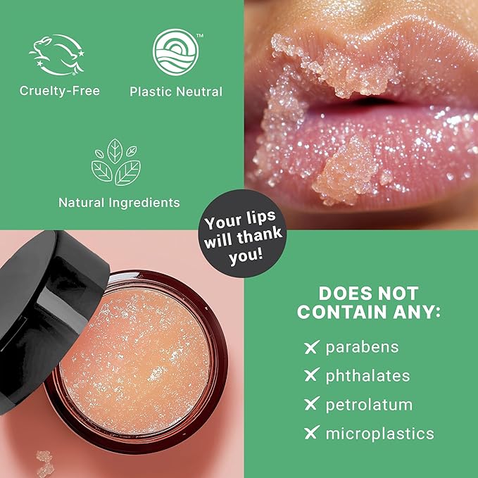 Lip Scrub Mint - USA Made Sugar Lip Scrubber Exfoliator with Natural & Organic Ingredients