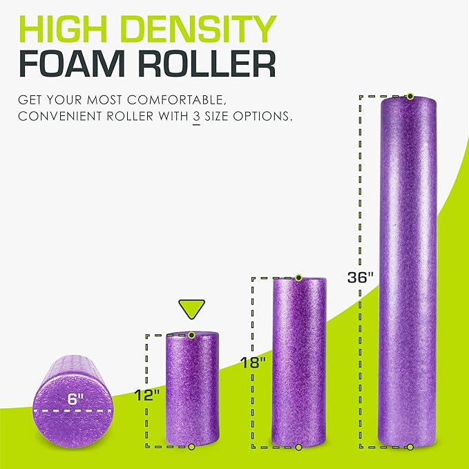 ProsourceFit High Density Foam Rollers 18 - inches Long, Firm Full Body Athletic Massager for Back Stretching, Yoga, Pilates, Post Workout Trigger Point Release, Pink
