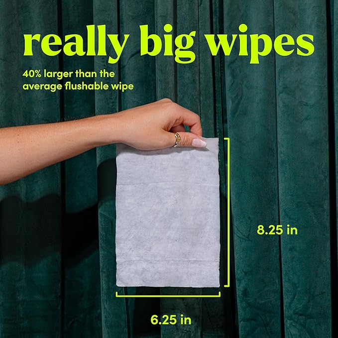goodwipes Flushable Butt Wipes - Extra Large Adult Wet Wipes For Women & Men - Bathroom Essentials - Sewer & Septic Safe - Lavender, 418 Count (8 Packs + 1 Travel)