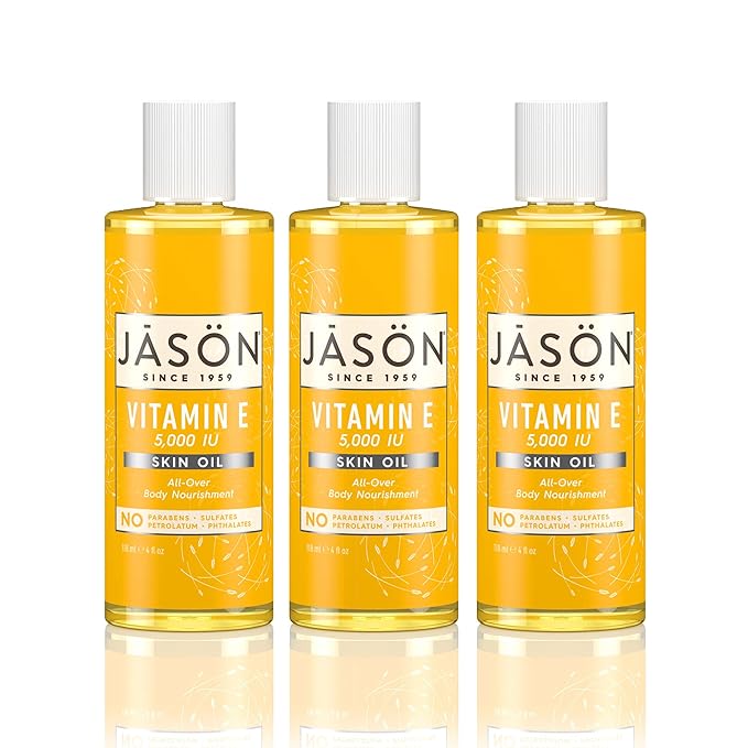 JASON Vitamin E 5,000 IU All Over Body Nourishment Oil, 4 oz. (Pack of 3) (Packaging May Vary)