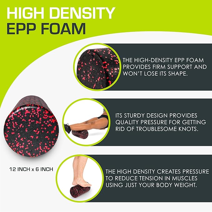 ProsourceFit High Density Foam Rollers 18 - inches Long, Firm Full Body Athletic Massager for Back Stretching, Yoga, Pilates, Post Workout Trigger Point Release, Pink