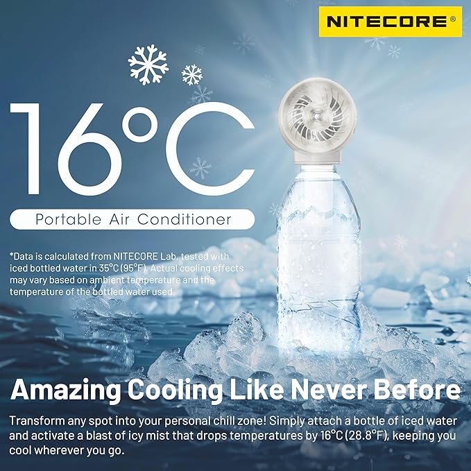 Nitecore izzCool 10 Pro Portable Air Humidifier Air Conditioner Misting Fan 4000mAh Water Spray Mist Cooling Fan Desktop Handheld (Pink)