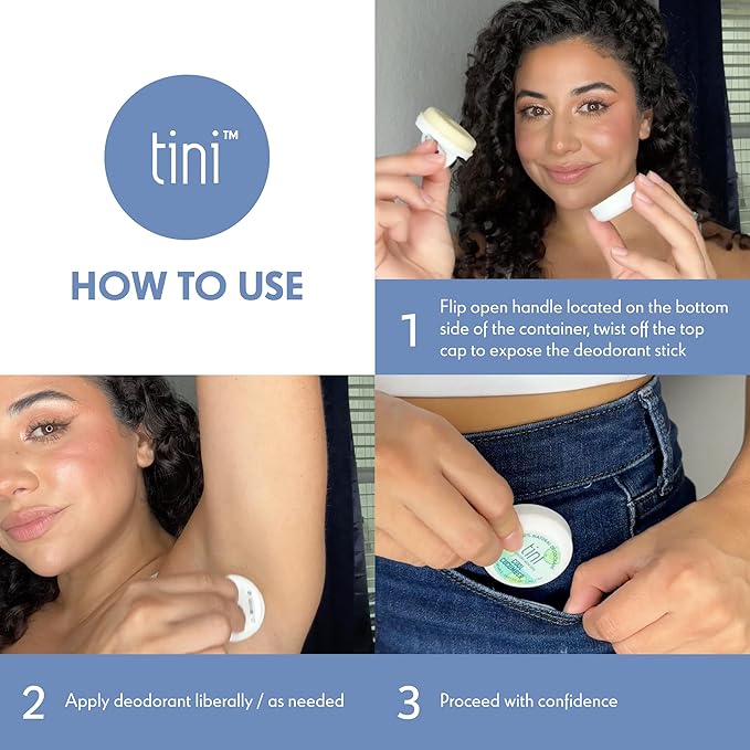 Tini Naturals Mini Travel Size Deodorant, Unisex Aluminum Free Deodorant with Coconut Oil & Shea Butter, 0.4oz each (12 Pack), Fresh Linen Scent